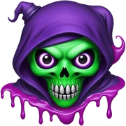 Make a purple and black halloween version haunted assassin  with green goo sticker