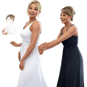 happy girls in white dresses sticker