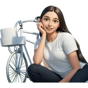 smiling girl with bicycle sticker