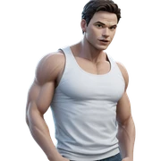 muscular male in white tank sticker