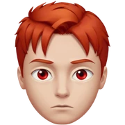 boy with red hair red eyes serious face sticker
