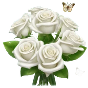 magical sparkling white roses bouquet with butterflies  sticker