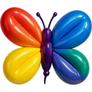 a butterfly in balloon style, shiny and inflated, rainbow pride colors, playful look sticker
