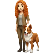 Ginger girl with a Australien Shepherd  sticker