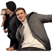 smiling girl with two boys sticker