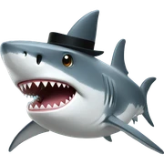 Shark with a top hat sticker
