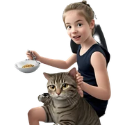 boy with cat in chair sticker
