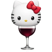 Hello Kitty drinking red wine sticker