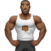 Bodybuilders, squeezing his chest sticker