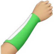 Arm with a green sleeve sticker