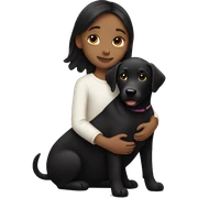 Girl with her black Labrador hugging  sticker