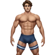 Jacob Elordi in a jock, backwards view, stretching glutes sticker