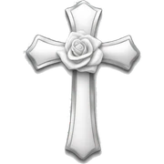 white cross with bow-knot, thin and elegant, silver , white rose sticker