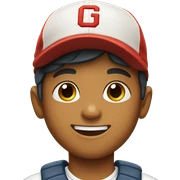 smiling boy in baseball cap sticker