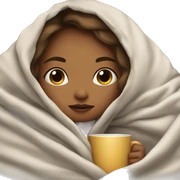 girl inside a blanket sipping coffee eyes closed sticker