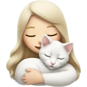 White kitty sleeping on brunette white girl's lap sticker