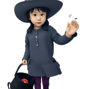 black haired girl in hat sticker