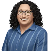 smiling boy in blue shirt sticker