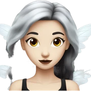 white Fairy wearing black clothes has black wings dark makeup and dark red hair and flying sticker