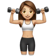 White fitness girl with brown hair with dumbbells in their hands sticker