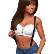 brown hair in denim shorts sticker