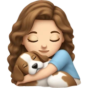 White girl brown hair sleeping with puppy sticker