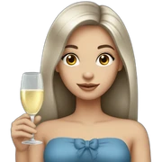 girl with long dark brown hair and grey-blue eyes with bottle of champagne  sticker