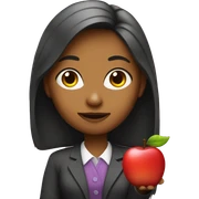 Girl teacher with Apple sticker