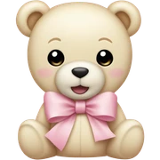 cream colored teddy bear with pastel pink bow sticker