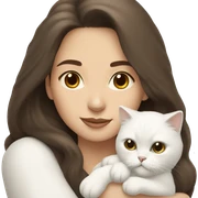 Brunette woman snuggling white Persian cat sticker