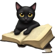 Black cat on a book sticker