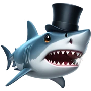 Shark with a top hat sticker