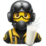Yellow army Pilot with black mask googles with a splash of milk coming sticker