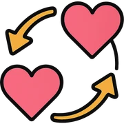 Two pink hearts spinning in a circular motion together sticker