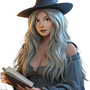 witch girl reading by candlelight sticker