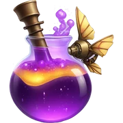 violet magical steampunk potion with colored wings inside sticker