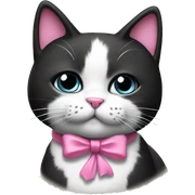 Black and white cat with a pink bow necklace sticker