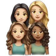 friendgroup of 4 girls,first with shoulder length , sticker