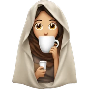 Brunet girl inside a blanket sipping coffee glasala oval sticker