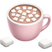 Light Pink mug of hot chocolate with marshmallows  sticker