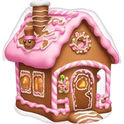 Pink girly gingerbread house sticker