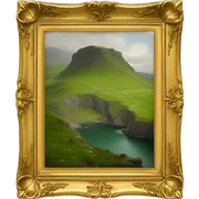 a painting of Ireland in a gold frame  sticker