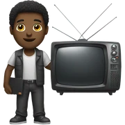 Black man holding tv with price tag sticker