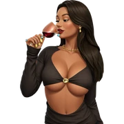 drinking girl with jewelry sticker