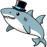 Shark with a top hat sticker