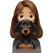 brown haired girl with black dachshund  sticker