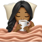 Girl inside blanket sipping coffee eyes closed black hair sticker
