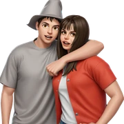boy and girl portrait sticker