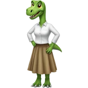 Dinosaur wearing a skirt sticker
