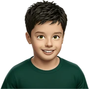 smiling boy in green shirt sticker